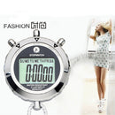 PS528 Metal Stopwatch Professional Chronograph Handheld Digital LCD Sports Counter Timer with Strap