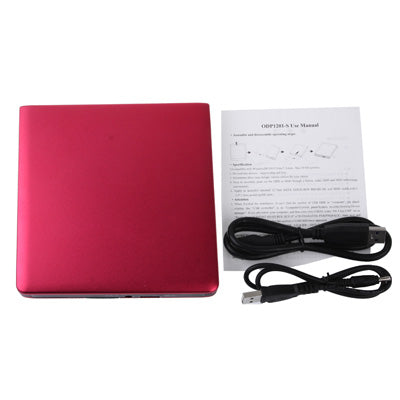 USB 3.0 Aluminum Alloy Portable DVD / CD Rewritable Blu-ray Drive for 12.7mm SATA ODD / HDD, Plug and Play(Red)