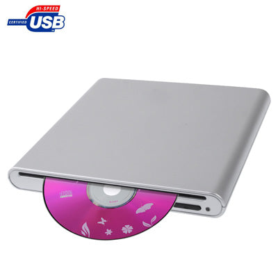 USB 2.0 Slim Aluminum Alloy Portable Slot-in External DVD-RW Drive, Plug and Play