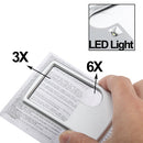 1 LED Illuminated Credit Card Design 6X / 3X Jewelry Magnifier(Silver)