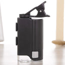 60X-100X Times Phone Microscope Clip Magnifying Jewelry Loupe With LED Light(Black)