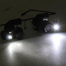 20X Glasses Type Watch Repair Loupe Magnifier with LED Light(Black)