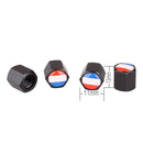 MZ Universal 8mm France Flag Pattern Replacement Aluminum Alloy Car Tire Valve Caps + Key Ring Set