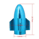Universal 8mm Rocket Style Aluminum Alloy Car Tire Valve Caps, Pack of 4(Blue)