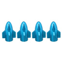 Universal 8mm Rocket Style Aluminum Alloy Car Tire Valve Caps, Pack of 4(Blue)