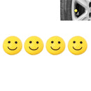 Universal 8mm Smiling Face Pattern Ball Style Plastic Car Tire Valve Caps, Pack of 4