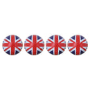 Universal 8mm UK Flag Pattern Ball Style Plastic Car Tire Valve Caps, Pack of 4