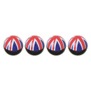 Universal 8mm UK Flag Pattern Ball Style Plastic Car Tire Valve Caps, Pack of 4