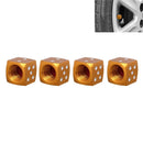Universal 8mm Dice Style Aluminium Alloy Car Tire Valve Caps, Pack of 4(Gold)