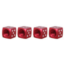 Universal 8mm Dice Style Aluminium Alloy Car Tire Valve Caps, Pack of 4(Red)