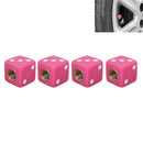 Universal 8mm Dice Style Plastic Car Tire Valve Caps, Pack of 4(Magenta)