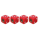 Universal 8mm Dice Style Plastic Car Tire Valve Caps, Pack of 4(Red)