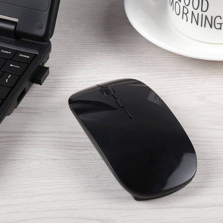 2.4GHz Wireless Ultra-thin Laser Optical Mouse with USB Mini Receiver, Plug and Play(Black)