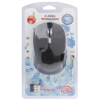 2.4 GHz 800~1600 DPI Wireless 6D Optical Mouse with USB Mini Receiver, Plug and Play, Working Distance up to 10 Meters(Black)