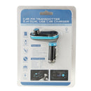 Bluetooth Tacking Handsfree Car Kit FM Transmitter with Remote Control, 2.1A Dual Car Charger, For iPhone, Galaxy, Sony, Lenovo, HTC, Huawei, and other Smartphones