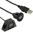USB 2.0 Male to Female Extension Cable with Car Flush Mount, Length: 2m