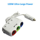 ELENO Y-071 120W / 5V / 3.1A 1 to 3 Car Cigarette Socket with 2 USB Ports for Charging, Cable Length: 80cm(Black)