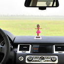 Solar Powered Bobble Head Dancing Toy Car Decoration Ornament Cute Hula Princess(Pink)