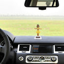 Solar Powered Bobble Head Dancing Toy Car Decoration Ornament Cute Hula Princess(Yellow)
