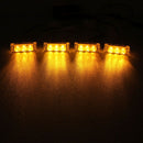 4 x 3 LED Car Front Grille Police Warning Lights Yellow Flashing Waterproof Emergency Strobe Light Lamp, DC 12V, Pack of 4