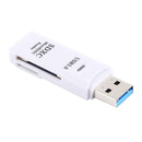 2 in 1 USB 3.0 Card Reader, Super Speed 5Gbps, Support SD Card / TF Card(White)
