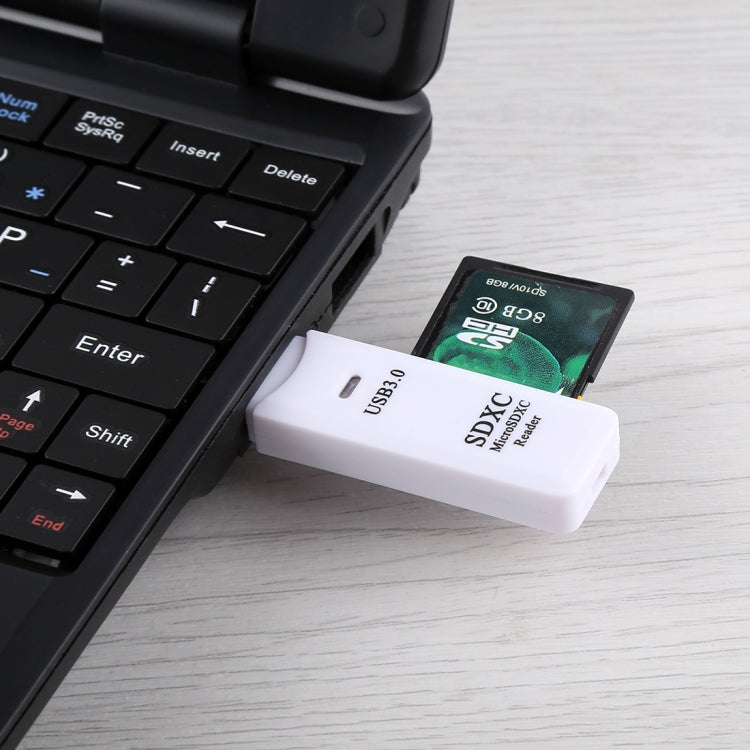 2 in 1 USB 3.0 Card Reader, Super Speed 5Gbps, Support SD Card / TF Card(White)