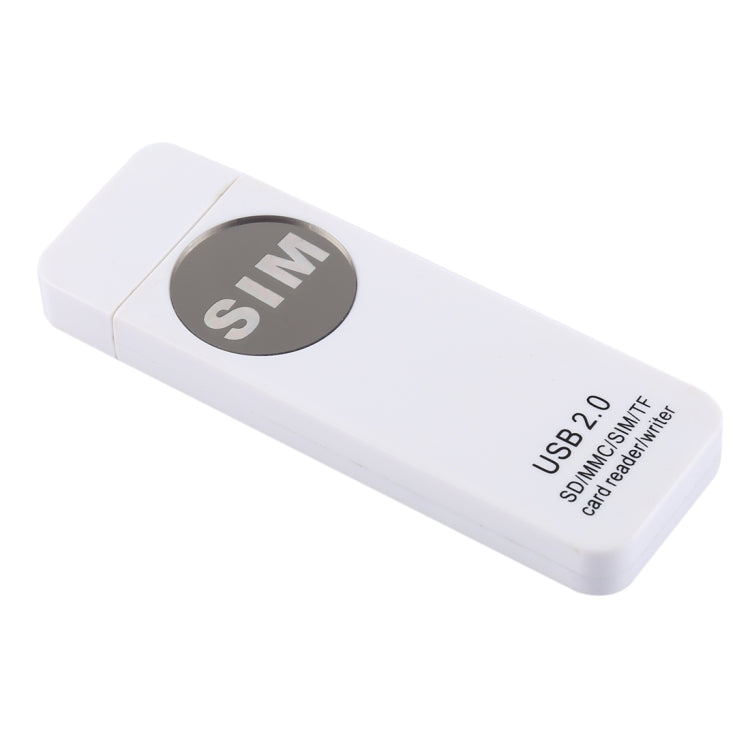 USB Universal Card Reader, Support SD / MMC /SIM / TF Card(White)