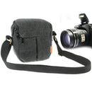 Portable Digital Camera Canvas Bag with Strap, Size: 13.5cm x 9cm x 14cm(Black)
