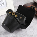 Oil Skin PU Leather Camera Full Body Case Bag with Strap for Olympus EM10 III(Black)