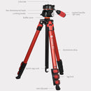 Fotopro S3 4-Section Folding Aluminum Legs Tripod PTZ Stand for SLR / Micro-SLR / Digital Cameras(Blue)