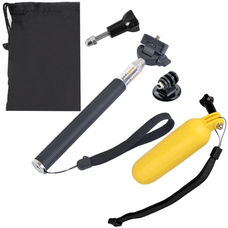 YKD-133 5 in 1 Shockproof EVA Protective Camera Case + Floating Hand Grip + Telescopic Handheld Monopod + Tripod Mount Adapter + Screws + Bag Set for GoPro HERO10 Black / HERO9 Black / HERO8 Black / H ... /3 /2 /1, DJI Osmo Action and Other Action Cameras