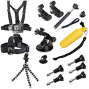 YKD-115 13 in 1 Chest Belt + Wrist Belt + Head Strap + Floating Bobber Monopod + Screws + Suction Cup Mount Set for GoPro HERO10 Black / HERO9 Black / HERO8 Black / HERO7 /6 /5 /5 Session /4 Session / ... /3 /2 /1, DJI Osmo Action and Other Action Cameras