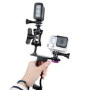 TMC Single Handheld Diving Light Arm Aluminum Mount with Lanyard for GoPro HERO9 Black / HERO8 Black / HERO7 /6 /5 /5 Session /4 Session /4 /3+ /3 /2 /1, DJI Osmo Action and Other Action Cameras(Silver)