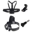 ST-145 4 in 1 Chest Strap (Type B) + Head Strap (Type B) + J-shaped Bracket + Thumb Screw for GoPro HERO10 Black / HERO9 Black / HERO8 Black / NEW HERO / HERO7 /6/ 5 /5 Session /4 /3+ /3 /2 /1(Black)