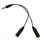 3.5mm Male to Dual 3.5mm Female Earphone Splitter adapter, Length: Approx 25cm