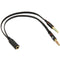 3.5mm female to 3.5mm Male Microphone Jack + 3.5mm Male Earphone Jack Adapter Cable(Black)