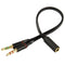 3.5mm female to 3.5mm Male Microphone Jack + 3.5mm Male Earphone Jack Adapter Cable(Black)