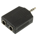 3.5mm Male to 2 Female 6.35mm Audio Adapter(Black)