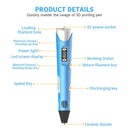 Hand-held 3D Printing Pen, EU Plug(Blue)