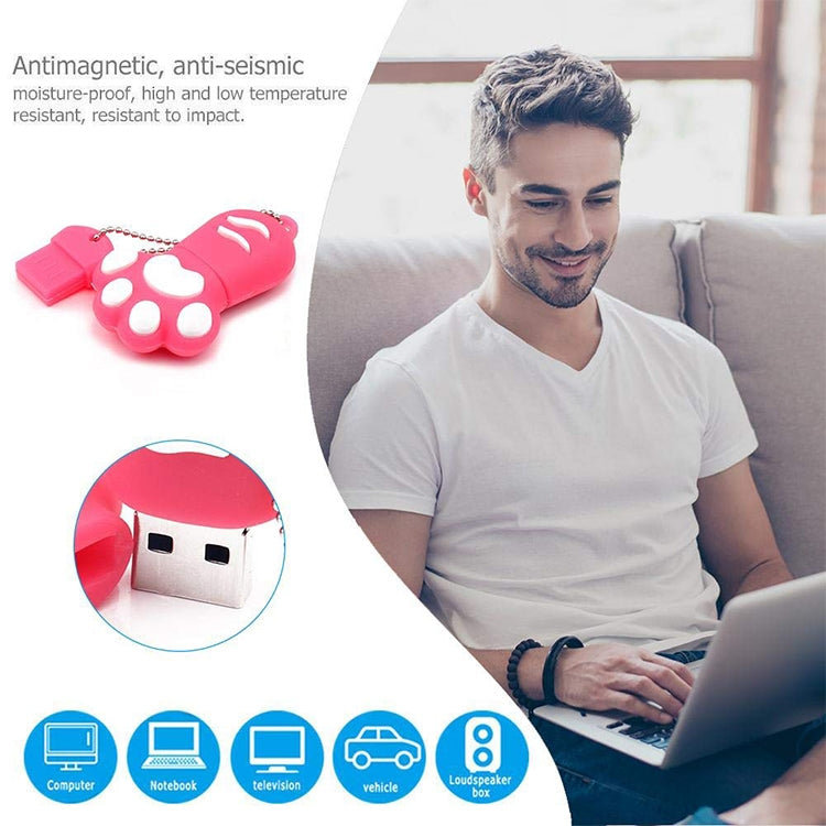 4GB Bear Paw Shaped Silicone USB 2.0 Flash Disk with Anti Dust Cup(Blue)