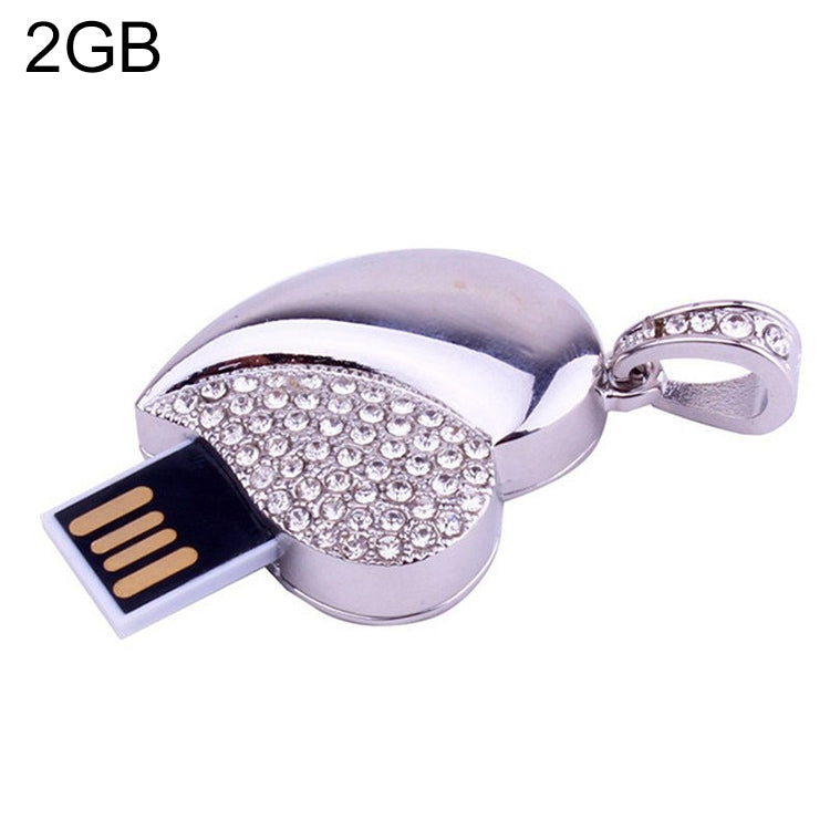 Silver Heart Shaped Diamond Jewelry USB Flash Disk, Special for Valentines Day Gifts (2GB)