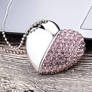 Heart Shaped Diamond Jewelry USB Flash Disk, Special for Valentines Day Gifts (16GB)(Pink)