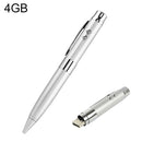 3 in 1 Laser Pen Style USB Flash Disk, Silver (4GB)