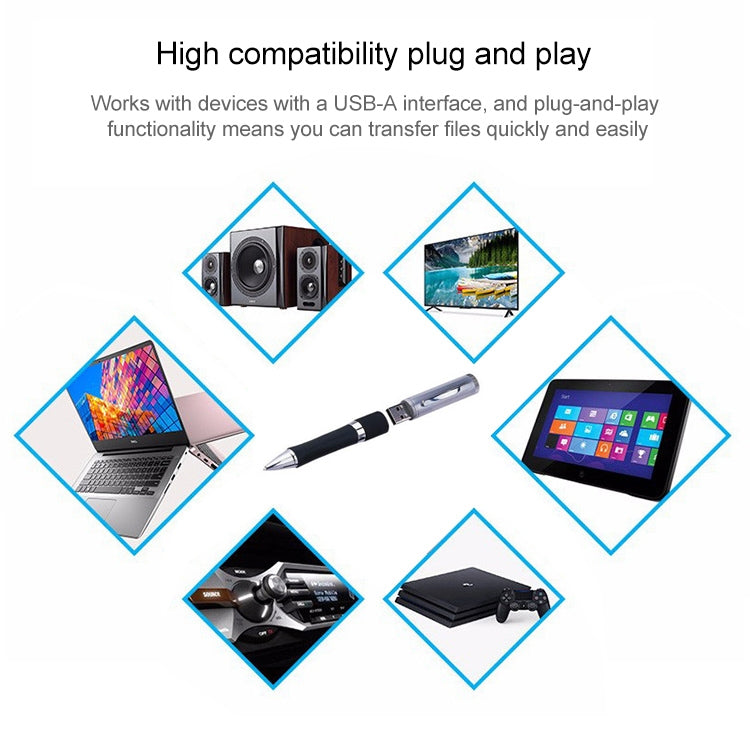 2 in 1 Pen Style USB Flash Disk, Black (8GB)