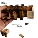 Magic Compartment Wooden Puzzle Box with Secret Drawer, Size: L