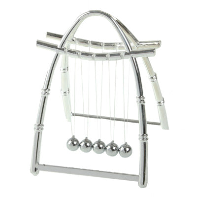 12mm Newton is Cradle Balance Ball Physics Science Fun Desk Toy(Silver)