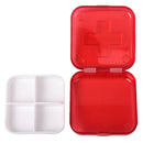2 PCS 4 Compartments Portable Plastic Cross Pills Medicine Storage Box(Red)