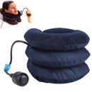 Inflatable Air Cervical Neck Traction Device Soft Head Back Shoulder Neck Ache Massager Headache Pain Relief Relaxation Brace(Dark Blue)