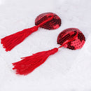 3 Sets Heart Style Sequin Women Tassels Nipple Sticker Pasties(Red)