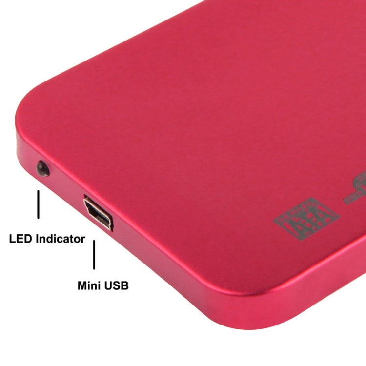 2.5 inch SATA HDD External Case, Size: 126mm x 75mm x 13mm (Red)